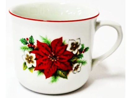 hrnek 650ml VAŘÁK-POINSETTIA,vánoční růže, čes.porc.