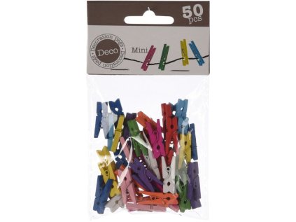 kolíčky 50ks MINI, 2,5x0,8x0,3cm,barevné,dřevěné