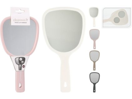 zrcátko 13cm s ručkou, 4barvy, plast