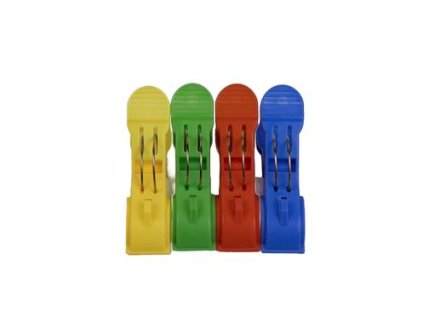 kolíčky 4ks,12x3,5cm, 4barvy, kov.pružina, plast