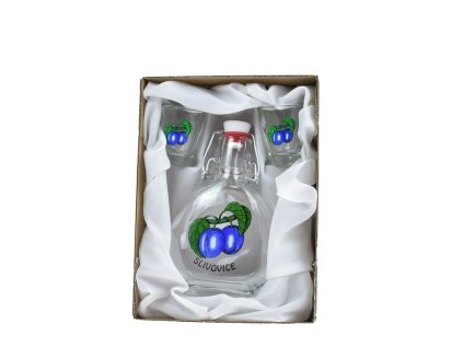 láhev 0,2 l Bocksbeutel+2x odl. 30ml ŠVESTKA, DB