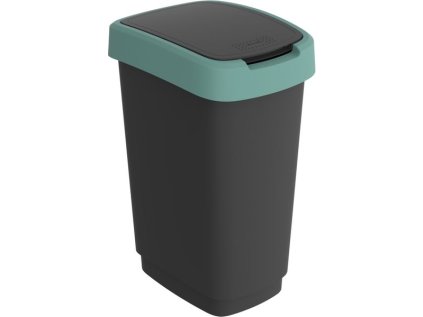 koš odp.25l TWIST, černý/krém.zelený,výklop., plast