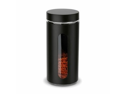 dóza 1,4l SKLO ČERNÁ, d10x22cm, průhled