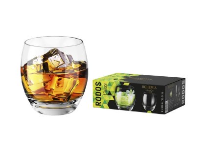 sklen. 380ml, 6ks, BOHEMIA PR. RODOS, baněná bez stopky