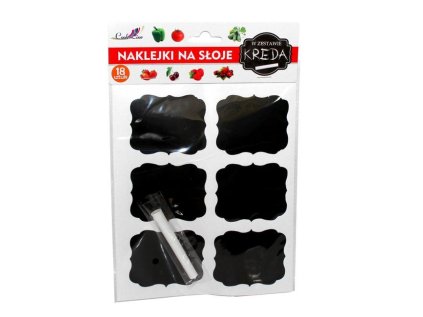 etikety ČERNÉ 18ks + křída, samolepky