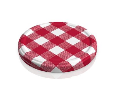 víčko TWIST 66-10ks KÁRO větší, červenobílé (skl.377ml)