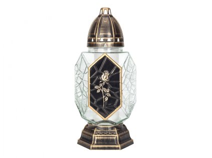 Lampa hřbitovní RADIANT RŮŽE skleněná 170g 14x31cm