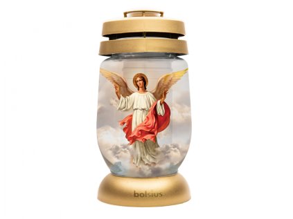 Lampa hřbitovní ANDĚL skleněná 110g d11x22cm