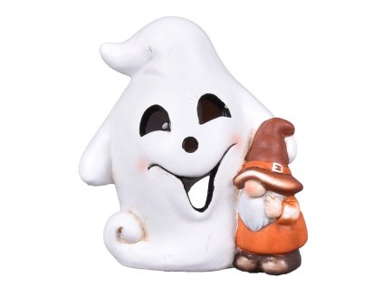 Duch HALLOWEEN se skřítkem na čajovou svíčku 15x9x16cm