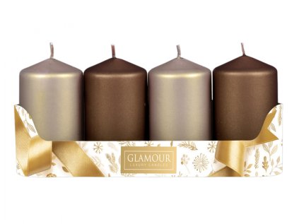 Svíčky adventní d5x9cm MIX metal mat 2+2ks