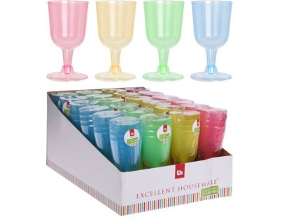 sklen.160ml, 4ks, víno, mix barev, plast