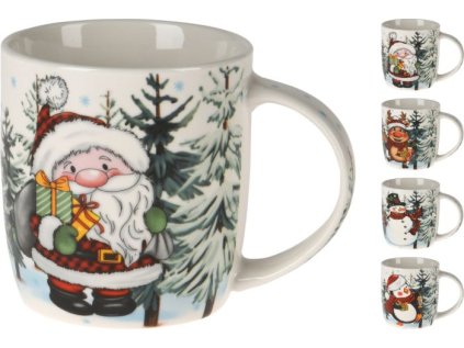 hrnek 370ml, VÁNOČNÍ, 4dekory, porcelán