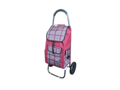 taška s kol., KÁRO červené, (24kg) přední, boční kapsy, textil