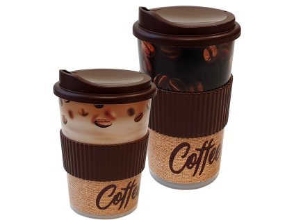 kelímek 4,0dl+pítko+manžeta, COFEE, plast