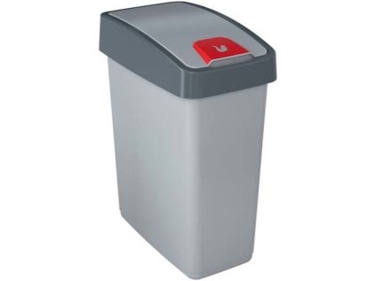 koš odp.25l MAGNE, stříbrný/stř.klapka výklop., plast