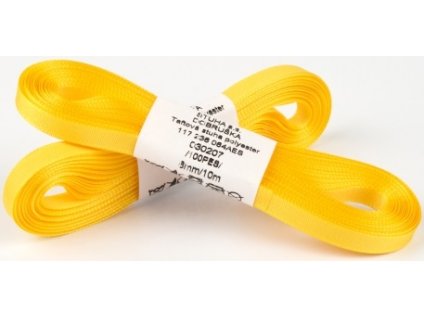 stuha text.10m/6mm žlutá TAFTOVÁ