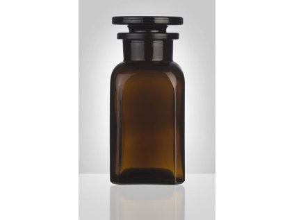 dóza-prachovnice 100ml-čtv.hnědá, zabr.víko, sklo