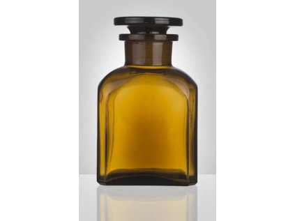 dóza-prachovnice 150ml-čtv.hnědá, zabr.víko, sklo