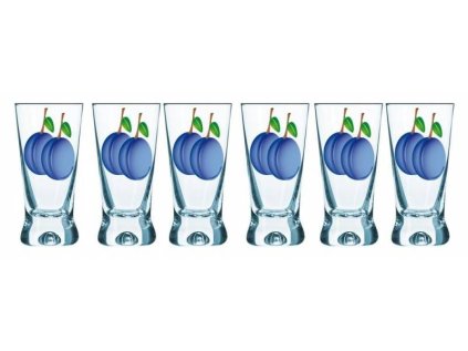 sklen. 25ml, 6ks, ŠVESTKY 2velké, panák