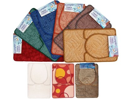 soupr. 3dílná (předložka koup.+WC, WC pokr.) koberc.textil, MIX