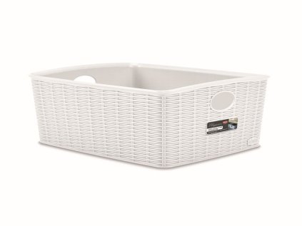 košík 36x29x13cm, bílý ELEG.-L high, im.ratan