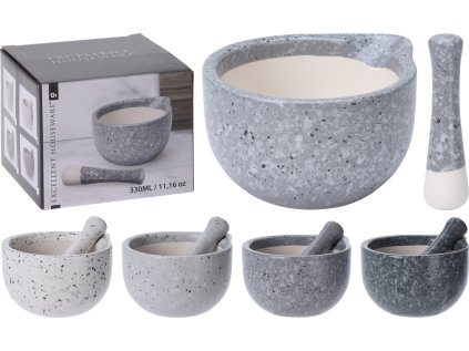 hmoždíř d11cm s tlouč., 4barvy, porcelán