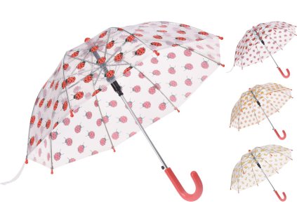 deštník d57cm, průhledný, dívčí, 3dekory, plast
