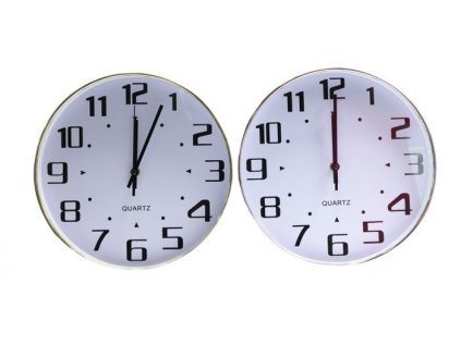 hodiny d29cm, kulaté, kov.rám., 3barvy,