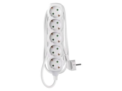Prodlužovací kabel 2 m / 5 zásuvek / bílý / PVC / 1 mm2