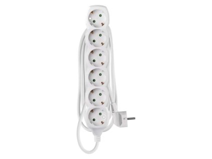 Prodlužovací kabel 1,4 m / 6 zásuvek / bílý / PVC / 1 mm2