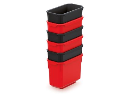 Sada 6 plastových boxů na nářadí X BLOCK BOX 140x75x280 mm - barva: černá/červená