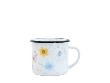 hrnek d 8cm bílý, MEADOWS, KVĚTY, PREMIUM, 0,35l smalt