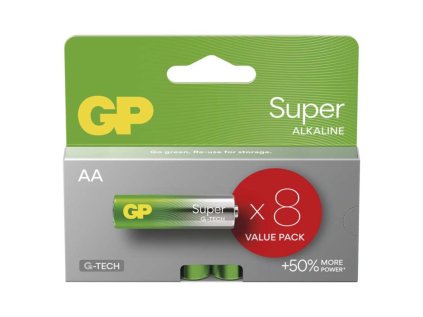 Alkalická baterie GP Super AA (LR6), 8 ks