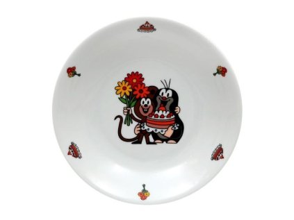 talíř d20cm hluboký, KRTEK a dort, dětský,český porc.