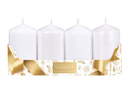 Svíčka adventní VÁLEC mix povrchů d5x9cm 4ks