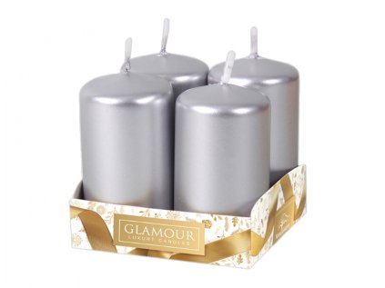 Svíčka adventní metalická lesklá d4x6cm 4ks