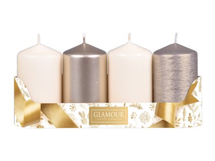 Svíčka adventní VÁLEC mix povrchů d5x9cm 4ks