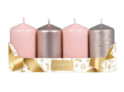 Svíčka adventní VÁLEC mix povrchů d5x9cm 4ks