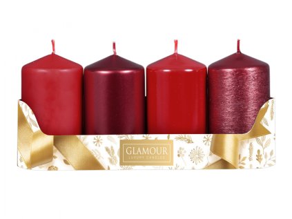 Svíčka adventní VÁLEC mix povrchů d5x9cm 4ks