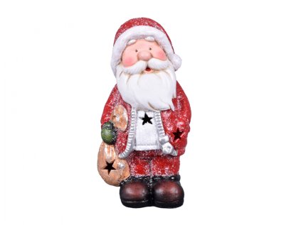 Santa Claus s pytlem LED keramický 12x10x24cm