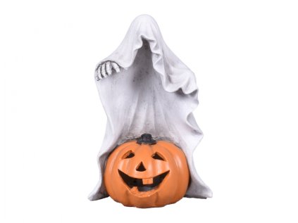 Duch HALLOWEEN s dýní LED polyresinový 12x10x18cm