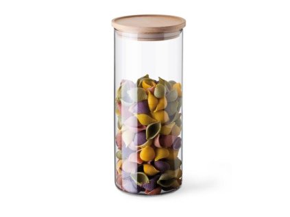 dóza 1,40l, d96x233mm, sklo+dřev.víčko SIMAX