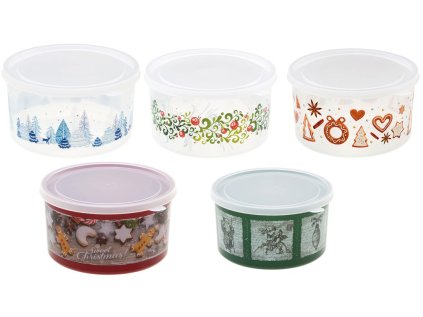 box 2,50l vánoční, 5motivů, d20x10,2cm, plast