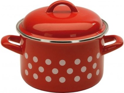 hrnec+PO d24 (6,7l) červ., bílý puntík, smalt