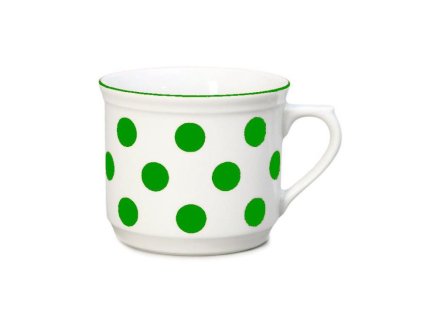 hrnek 630ml VAŘÁK-zelený puntík-1jak.THUN,porcelán