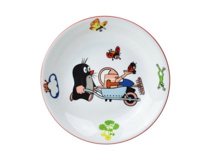 talíř d20cm hluboký, KRTEK a kolečko, dětský,český porc.