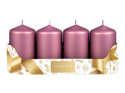 Svíčka adventní metalická matná d5x9cm 4ks