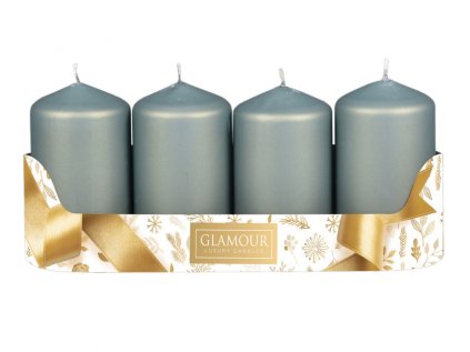 Svíčka adventní metalická matná d5x9cm 4ks