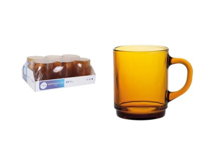 hrnek 260ml, 6ks-Jantar,VERSAILLES, d7,2x8,9cm, DURALEX,sklo