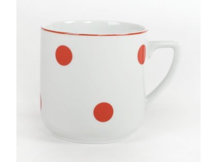 hrnek 400ml PĚTKA-Červ.puntík, čes.porcelán